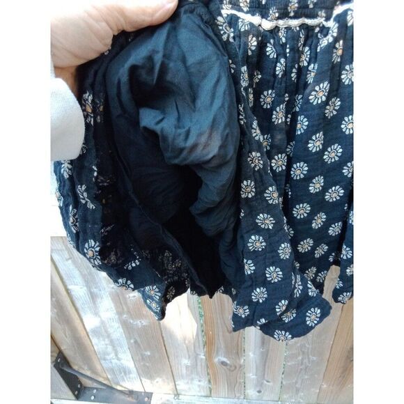 X-Small Free People Romper Daisy Floral Black Tube Top Smocked Back Strapless - Picture 4 of 7